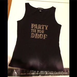 INC International Concepts black ribbed stretch tank with bling